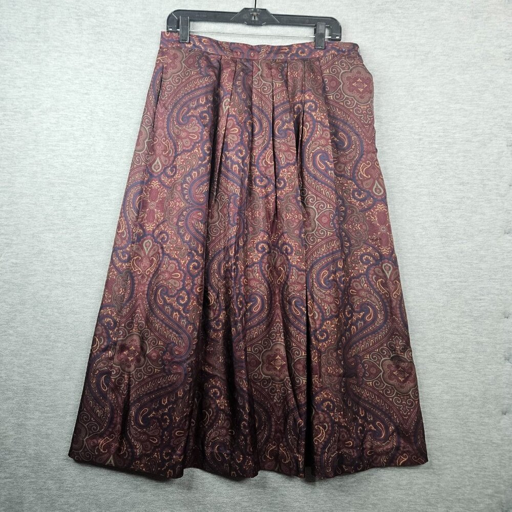 Vtg Geoffrey Alexander By Private Agenda Womens Silk Maxi Skirt Paisley Sz 14